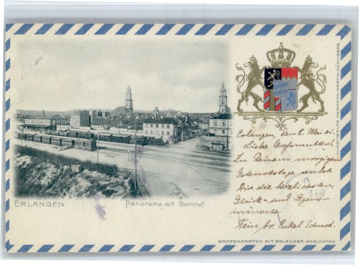 Erlangen Bahnhof Wappen Praegedruck