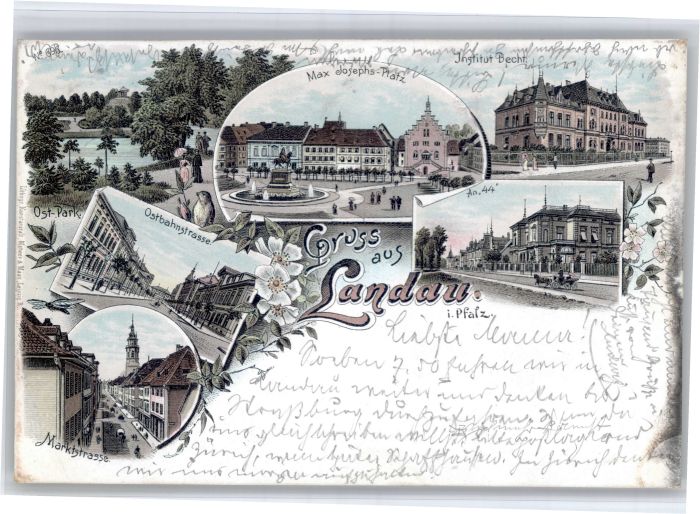 Landau Pfalz Max Josephs-Platz Institut Becht Ostbahnstrasse Marktstrasse Litho