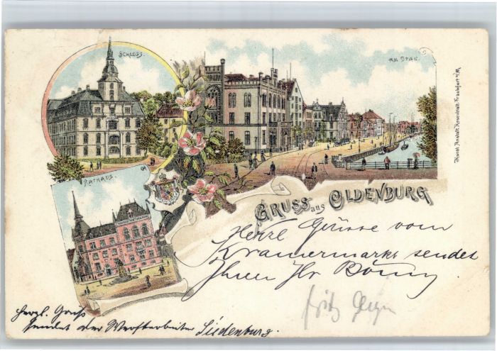 Oldenburg Niedersachsen Oldenburg Oldenburg Schloss Rathaus Stau Litho
