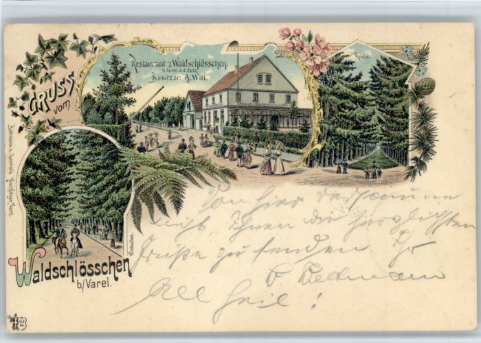 Varel Jadebusen Waldschloesschen Restaurant Litho