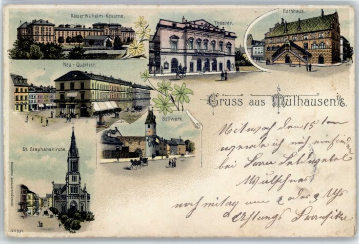 Muelhausen Elsass athaus Theater Kaiser Wilhelm Kaserne B