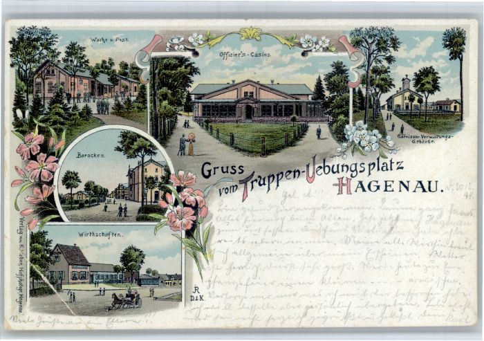 Hagenau Elsass Truppenübungsplatz Litho