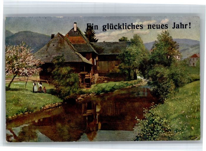 Schoenau Schwarzwald uenstler H. Hoffmann Altes Haus an der Wiese x