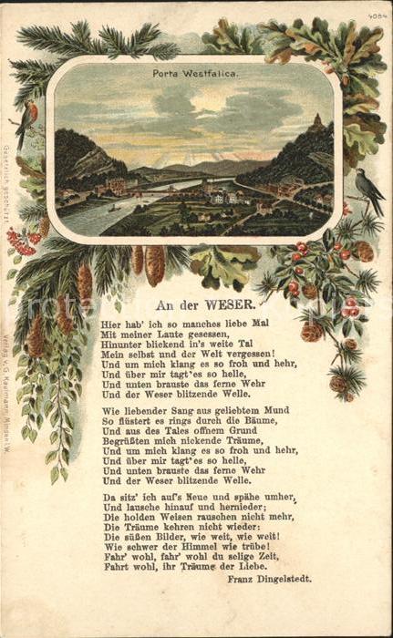 Liederkarte An der Weser Porta Westfalica Bahnpost
