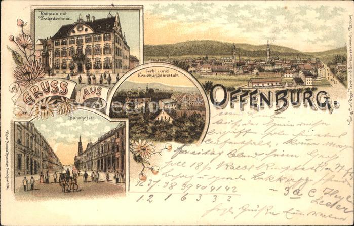 Offenburg Rathaus Drakedenkmal Bahnhofstrasse Lehr- und Erziehungsanstalt