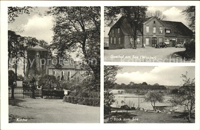 Warder Neumuenster Kirche Blick zum See Gasthof am See