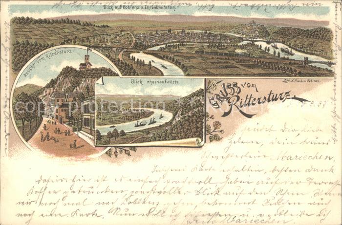 Rittersturz Blick rheinaufwaerts Ansicht vom Rittersturz Blick Coblenz