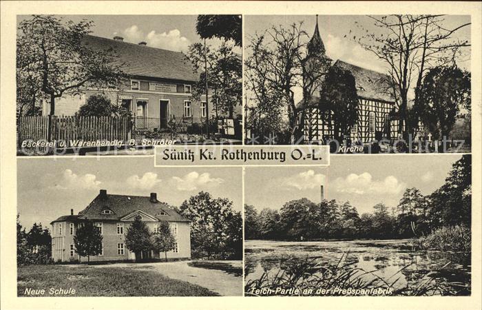 Rothenburg Oberlausitz Baeckerei Warenhandlung Schroeter Kirche Schule Teich-Par