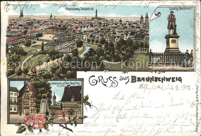 Braunschweig Lessing-Denkmal Loewensaeule Burg Platz