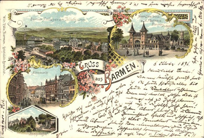 Barmen Wuppertal Anlagen am Toellethurm Altenmarkt Ringelthal Neuer Saalbau a.d.