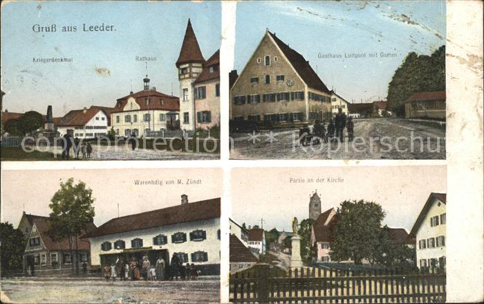 Leeder Kriegerdenkmal Rathaus Partie an der Kirche Warenhdlg von M. Zuendt