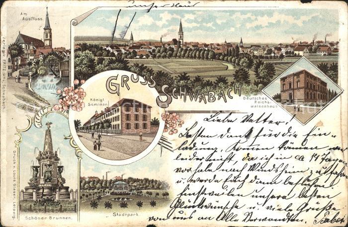 Schwabach Ausfluss Deutsches Reichswalsenhaus Koenigl. Seminar Brunnen Stadpark