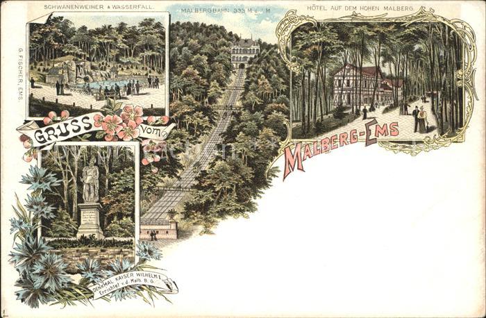 Bad Ems Malberg Schwanenweiher Wasserfall Hotel auf dem Hohem Malberg Denkmal Ka