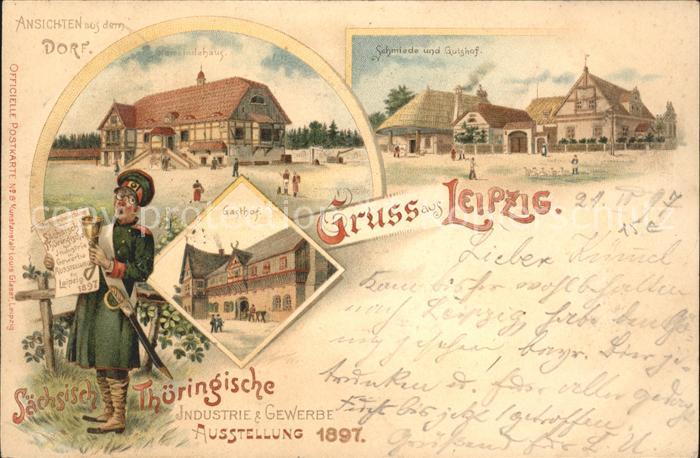 Leipzig Ansichten aus dem Dorf Schiede und Gutshof Gemeimdehaus Gasthof Jndustri