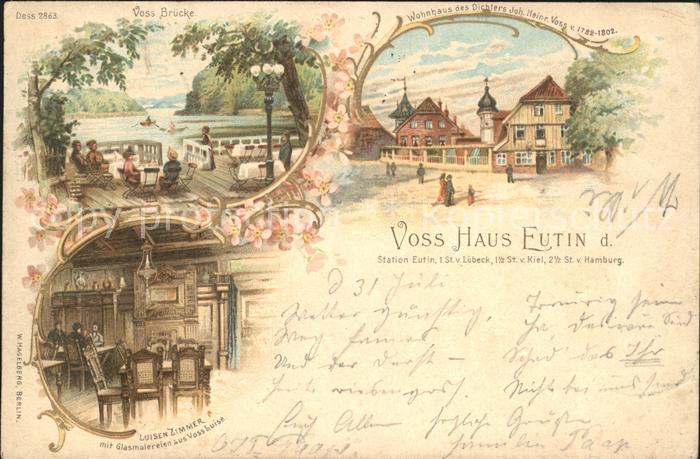 Eutin Voss Haus Bruecke Wohnhaus Dichters Joh. Heinr. Voss Luisen Zimmer Glasmai