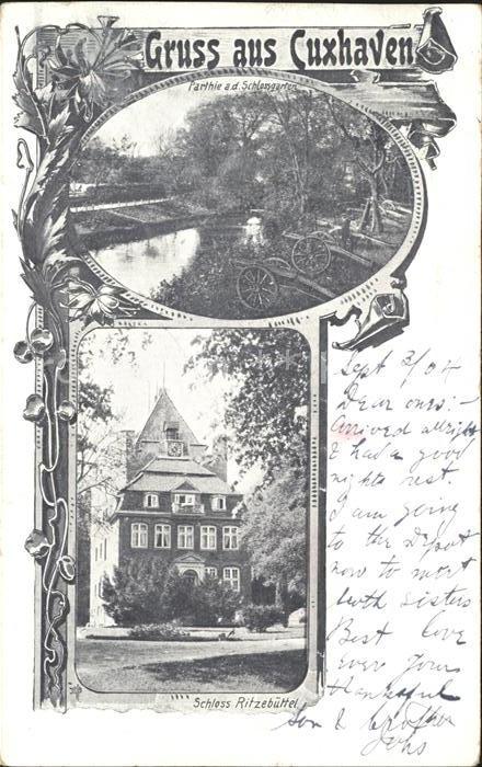 Cuxhaven Nordseebad Partie a.d. Schlossgarten Schloss Ritzebuettel