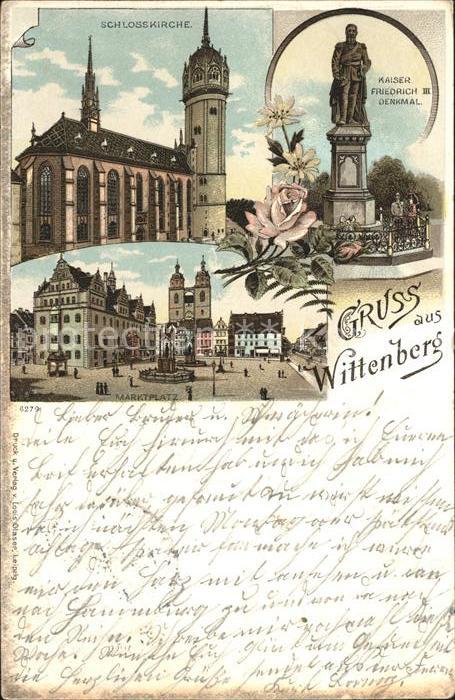 Wittenberg Lutherstadt Schlosskirche Kaiser Friedrich III Denkamal Marktplatz