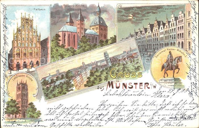Muenster Westfalen Rathaus Mauritz-Kirche Prinzipalmarkt Liebfrauen Kirche Denkm