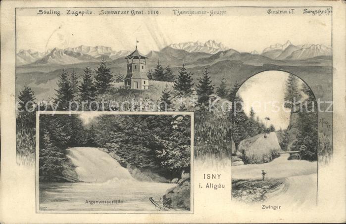 Isny Allgaeu Saeuling Zugstpitz Schwarzer Gral Argenwasserfaelle Zwinger