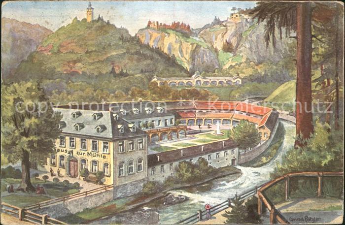 Fichtelgebirge Kuenstlerkarte Patzler Berneck Badhaus zur Muehle