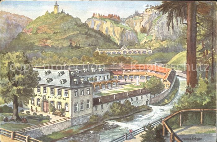 Fichtelgebirge Kuenstlerkarte Potzler Badhaus zur Muehle