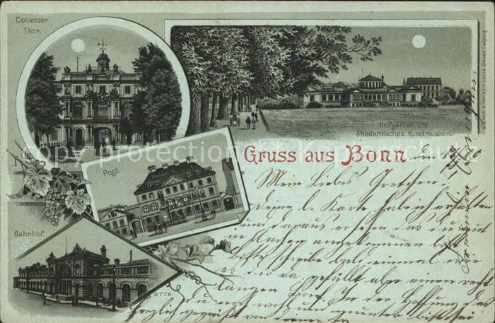 Bonn Rhein Post Bahnhof Cobienzer Thor Hofgarten Akademisches Kunstmuseum
