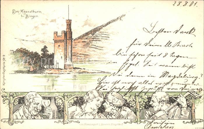 Bingen Rhein Kuenstler-Postkarte N: 9 Maeusethurm