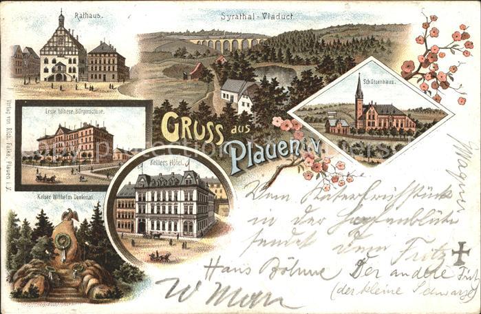 Plauen Vogtland Rathaus Syrathal Viaduct Schuetzenhaus Kaiser Wilhelm Denkmal Ke