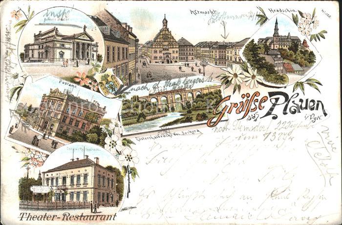 Plauen Vogtland Altmarkt Hradschin Postamt Neuer Theater