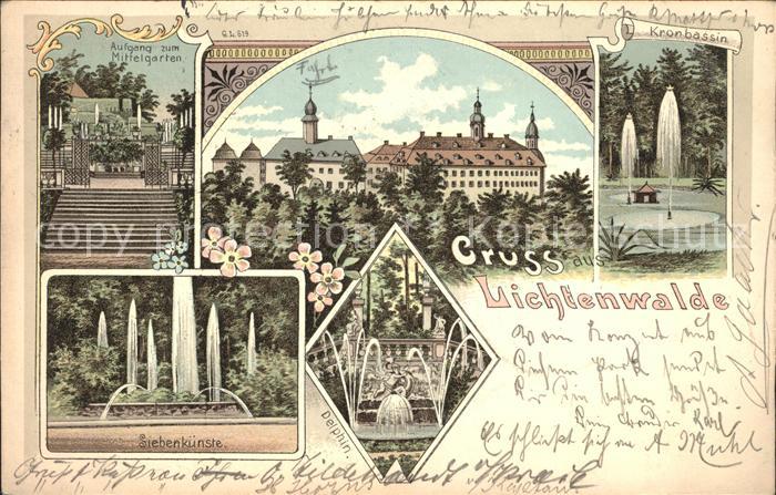 Lichtenwalde Sachsen Aufgang zum Mitfelgarten Kronbassin Siebenkuenste Delphin