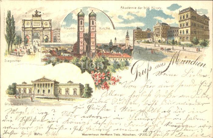 Muenchen Akademie der bild. Kuenste Frauen-Kirche Siegesthor