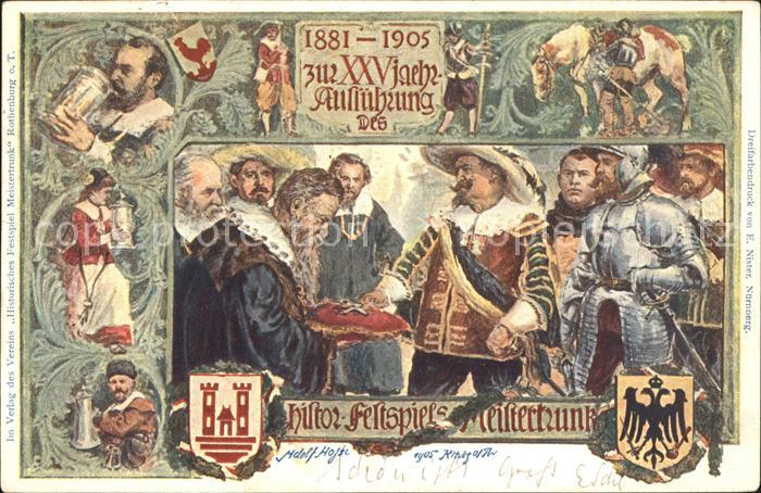 Rothenburg Tauber Historisches Festspiel Meistertrunk Litho