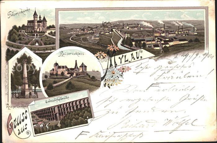 Mylau Kaiserschloss Felsenschaenke Kriegerdenkmal