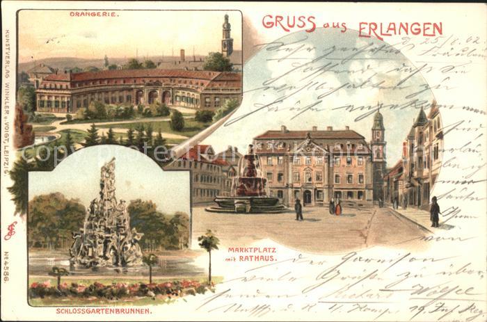 Erlangen Orangerie Marktplatz Rathaus Schlossgartenbrunnen