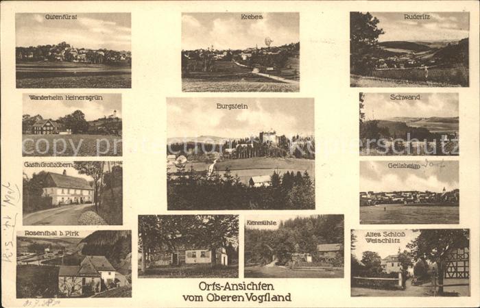 Vogtland Region Orts-Ansichten Schwand Burgstein Krebes