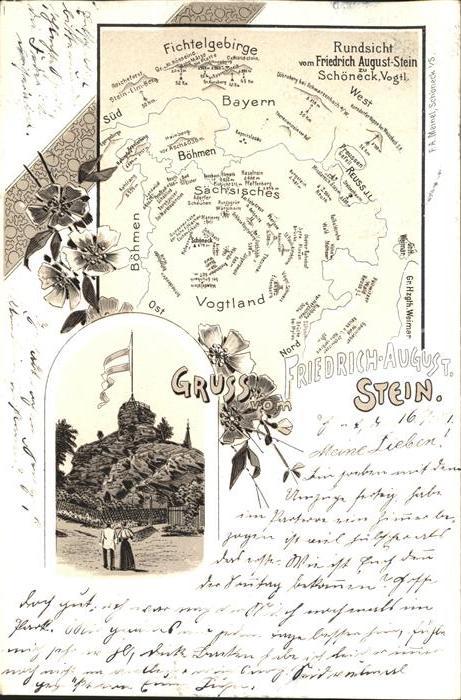 Schoeneck Vogtland Bahnpost Rundsicht vom Friedrich August Stein