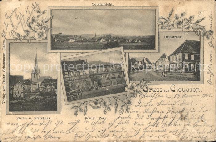Gleussen Ortsstrasse Kirche Pfarrhaus Koenigl. Post