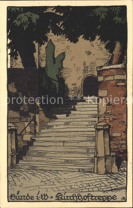 Buende Herford Kuenstlerkarte Kirchhoftreppe