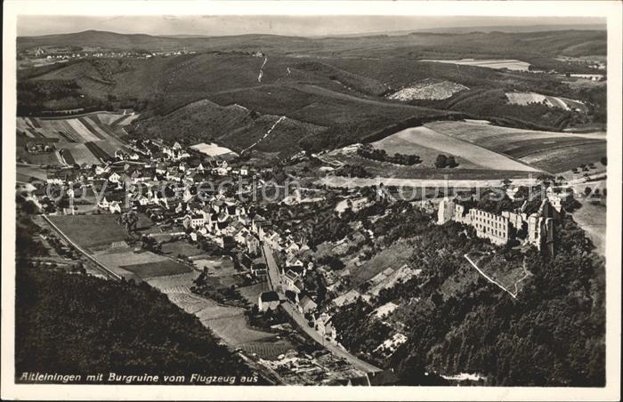 Altleiningen Fliegeraufnahme mit Burgruine Gasthaus Krone