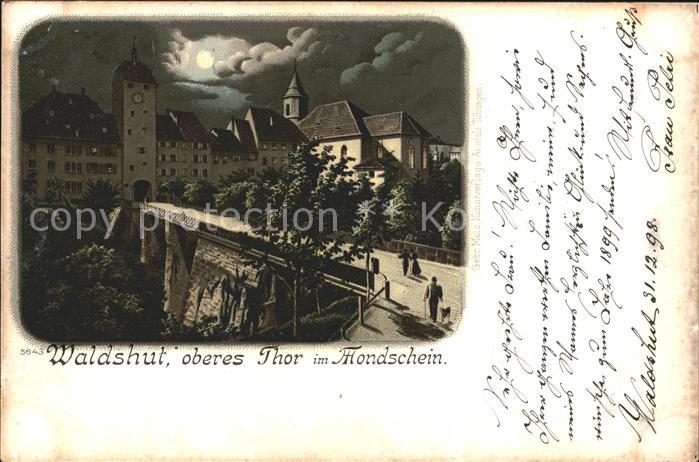 Waldshut Tiengen Rhein Oberes Tor bei Mondschein