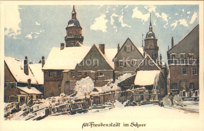 Freudenstadt im Schnee Kuenstlerkarte