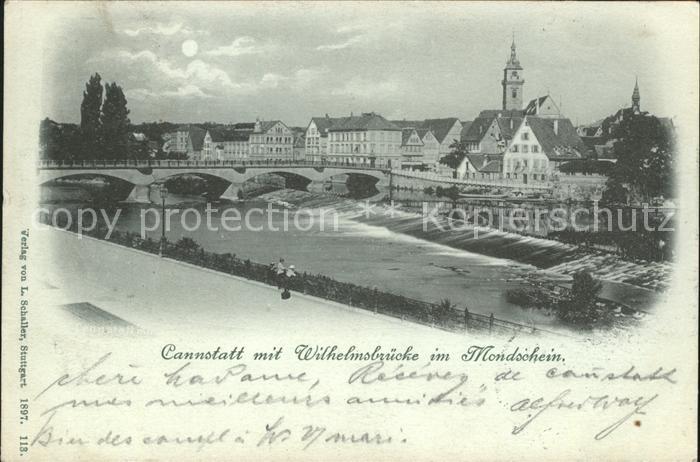 Cannstatt Wilhelmsbruecke bei Mondschein