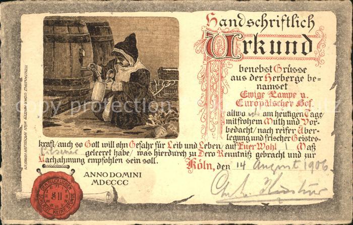 Koeln Rhein Urkunde