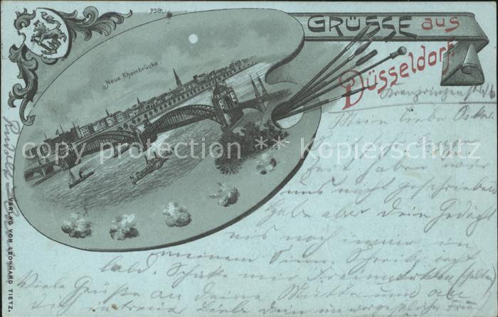 Duesseldorf Neue Rheinbruecke bei Nacht