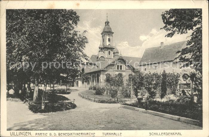 Villingen-Schwenningen Benediktiner Kirche Turnhalle Schillerdenkmal