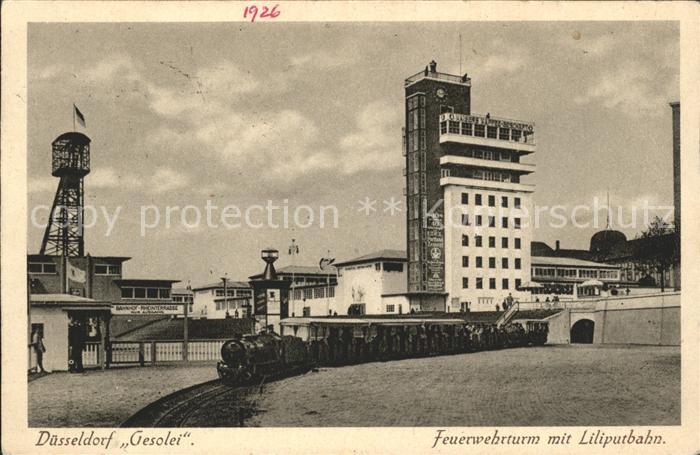 Duesseldorf Gesolei Feuerwerhturm mit Liliputbahn