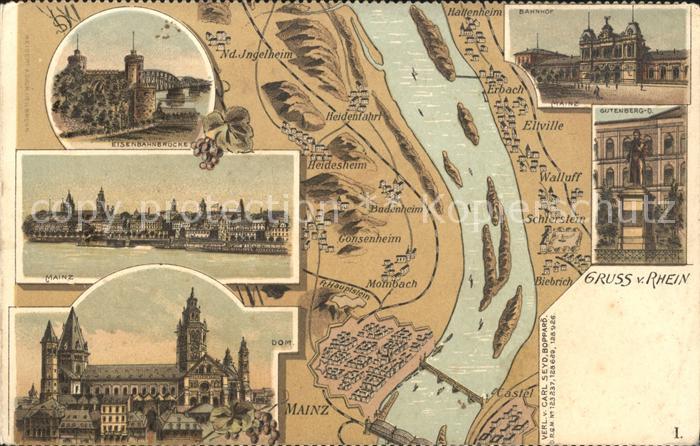 Mainz Rhein Rheinlandkarte