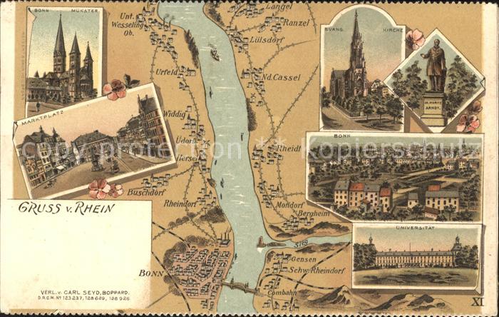 Bonn Rhein Rheinkarte