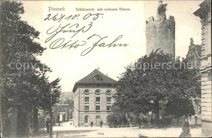 Poessneck Schleizerstrasse mit weissem Thurm