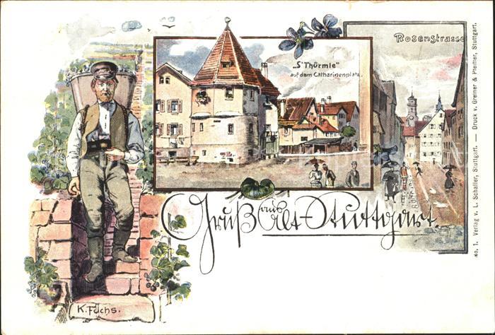 Stuttgart Rosenstrasse Kuenstlerkarte S. Thuermle